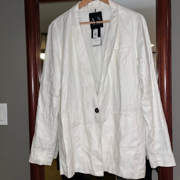 Armani Exchange ivory (white) linen blazer, 14, NWT. - Picture 1 of 14